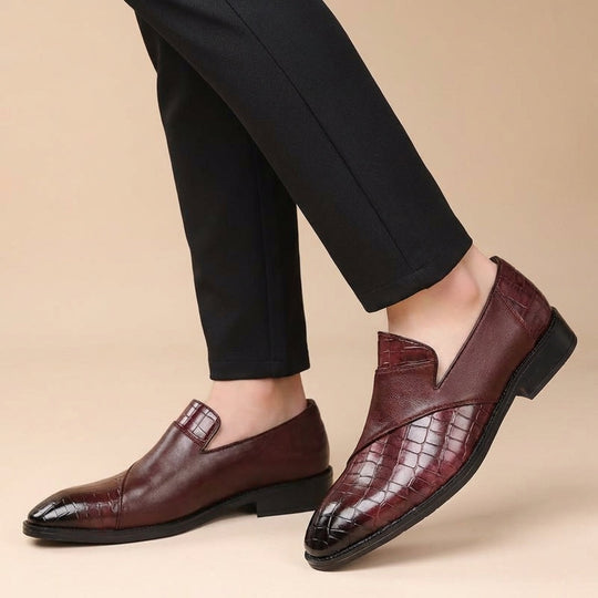 Kroko Prägung Loafer Herren Rindsleder Slip-On Elegant
