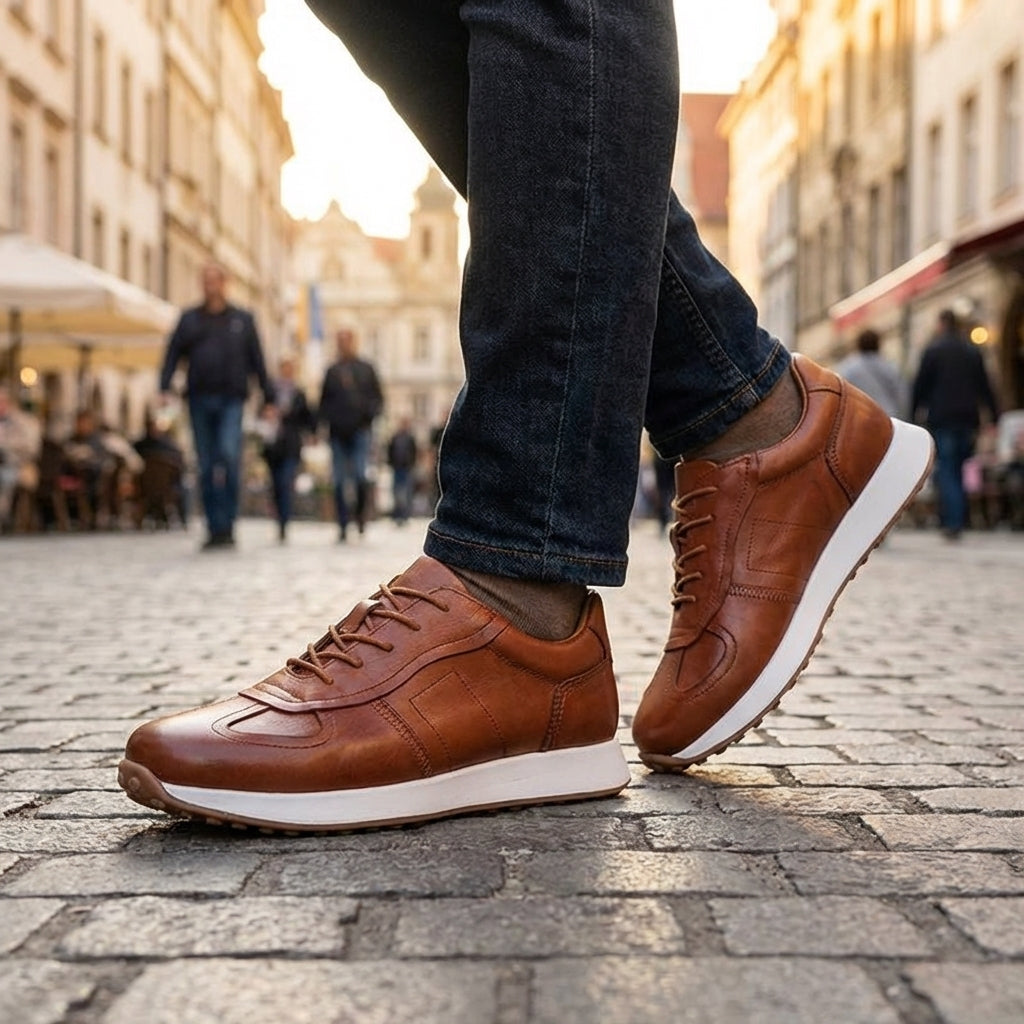 Handgenähte Rindsleder Sneaker Herren Premium Komfort