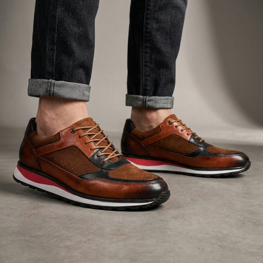 Retro Rindsleder Sneaker Herren Gepolstert Alltag