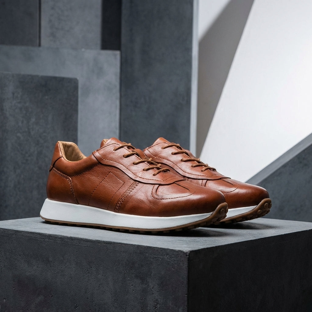 Handgenähte Rindsleder Sneaker Herren Premium Komfort