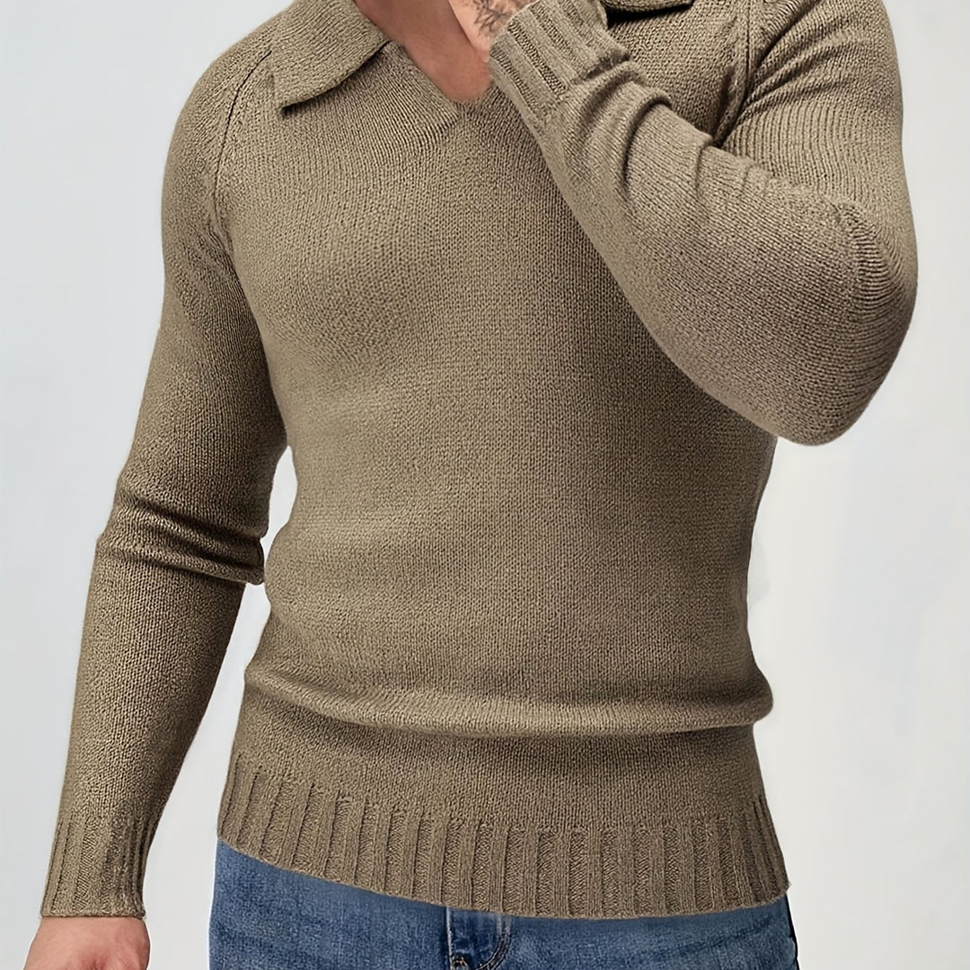Dicker Strick Polopullover Herren Raglan Winter Warm