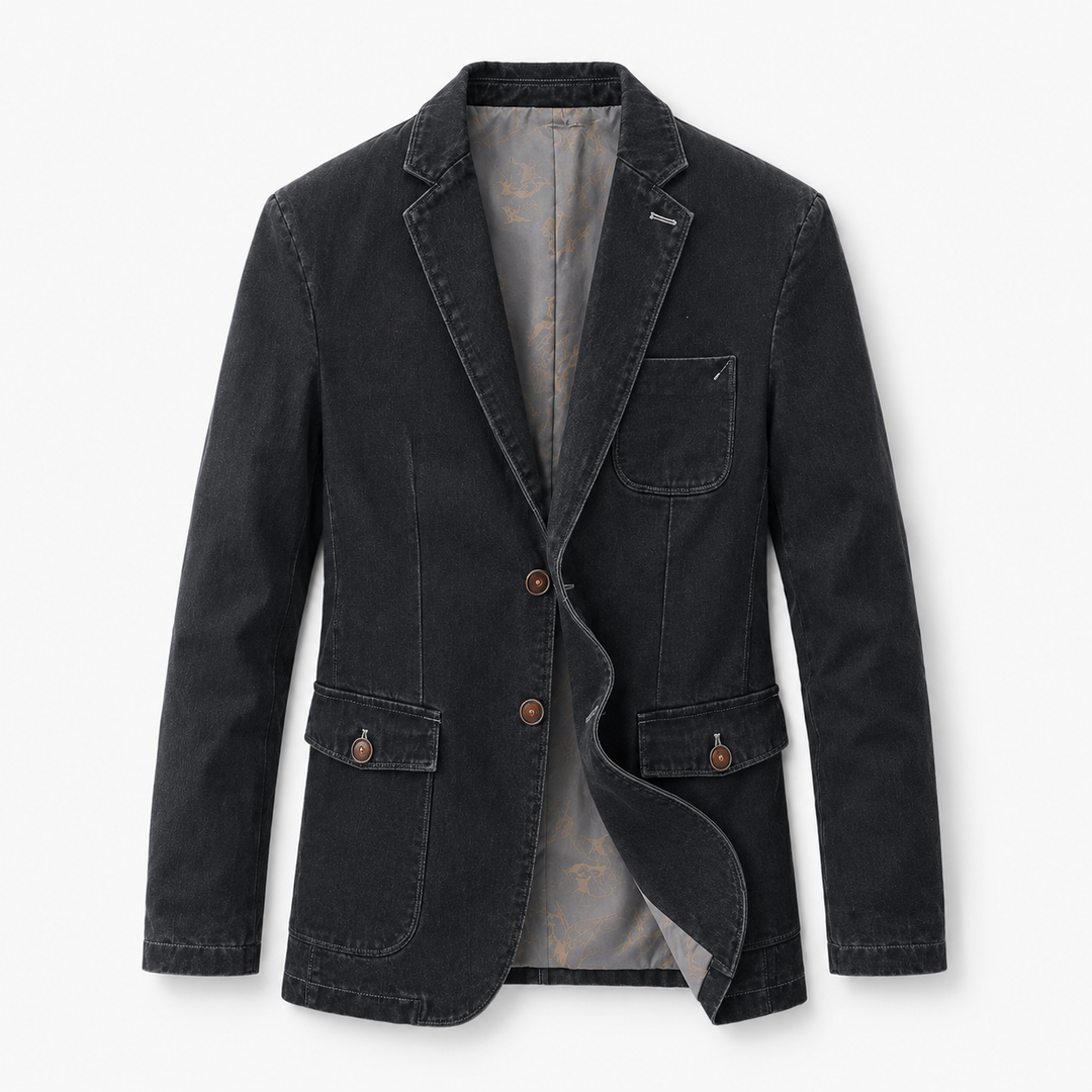 Tailliert Denim Blazer Herren Jeans Sakko Elegant