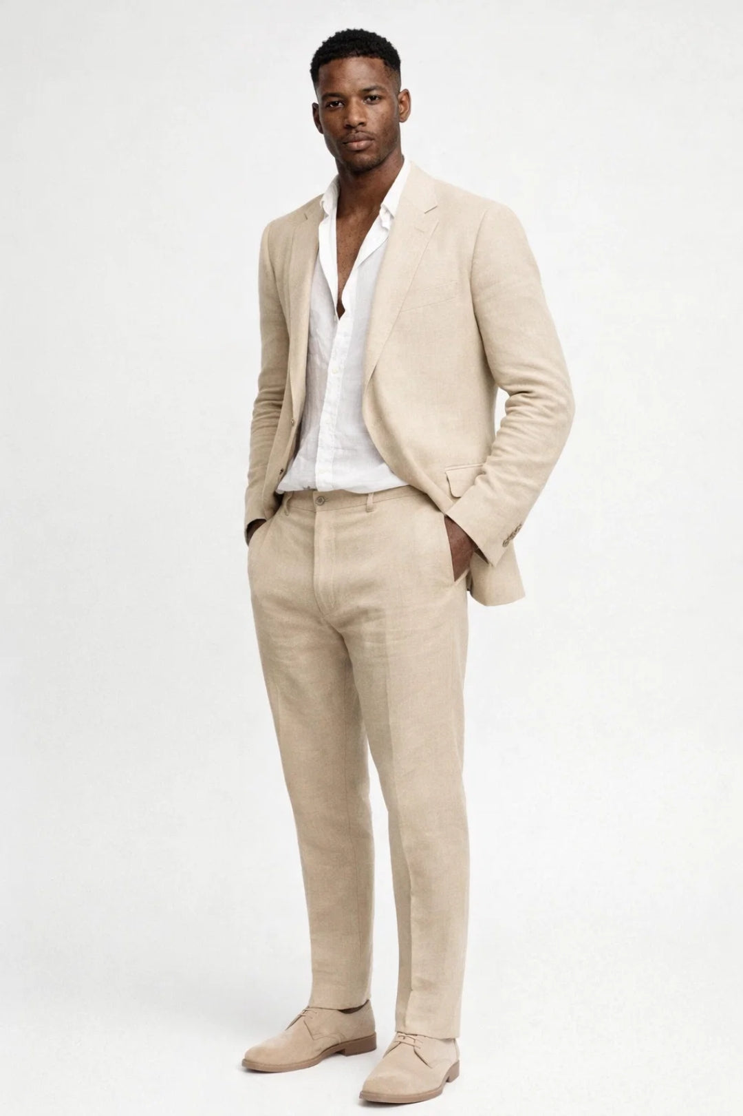 Tailliert Zweiteiler Anzug Herren Blazer Business Set