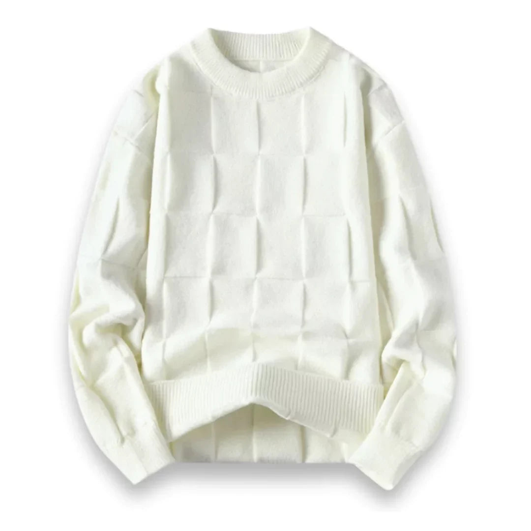Karierter Strickpullover Herren Tailliert Zeitlos Weich
