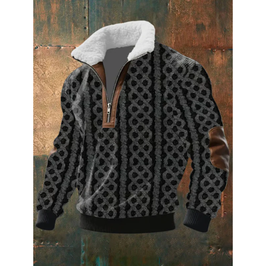 Fleece Stehkragen Pullover Herren Warm Strick Winter