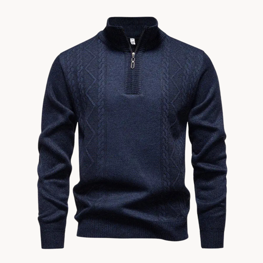 Zip Pullover Herren Strick Sweater Casual Warm Winter