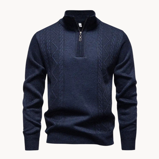 Zip Pullover Herren Strick Sweater Casual Warm Winter