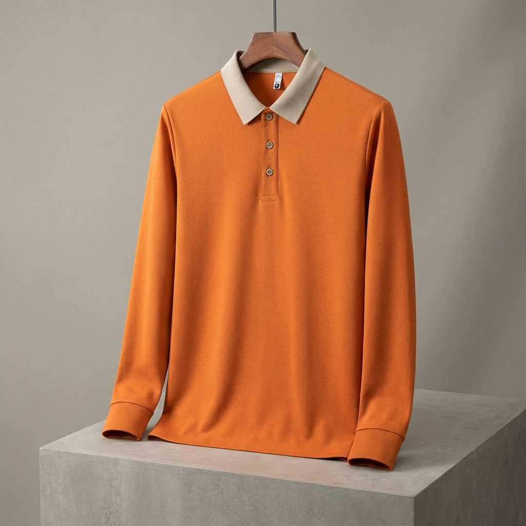Baumwoll Strick Poloshirt Herren Langarm Ganzjährig