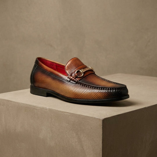 Perforierte Rindsleder Loafer Herren Atmungsaktiv Slip-On