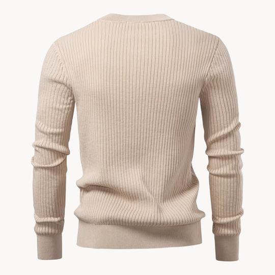 Geripptes Henley Shirt Herren Langarm Strick Casual