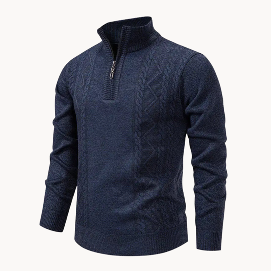 Zip Pullover Herren Strick Sweater Casual Warm Winter