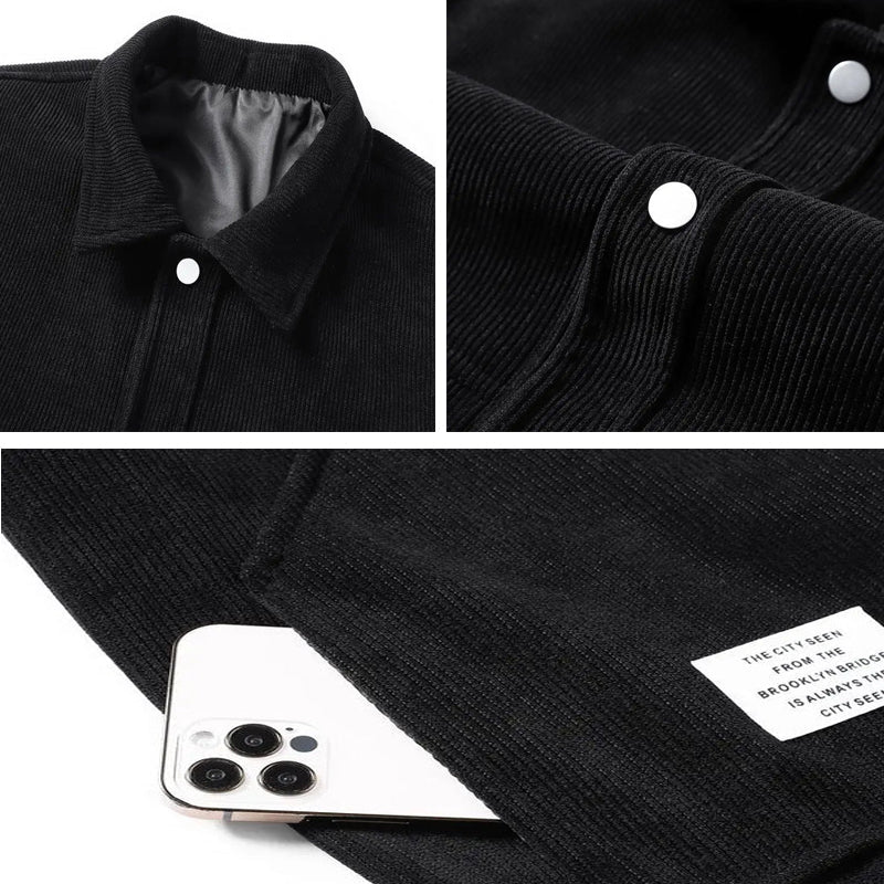 Wolljacke Herren Druckknöpfe Zwei Taschen Vielseitig