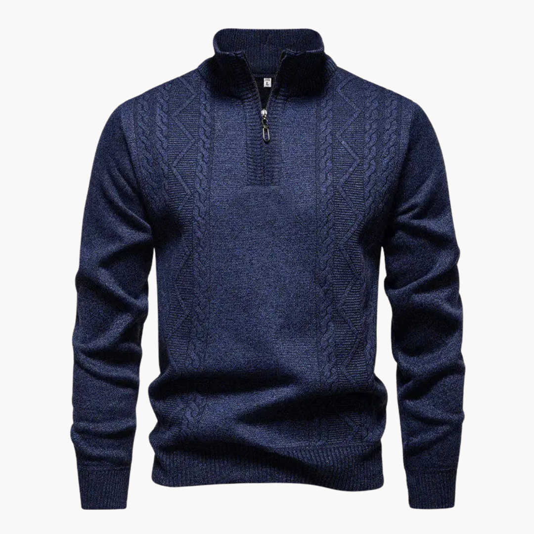 Zip Pullover Herren Strick Sweater Casual Warm Winter