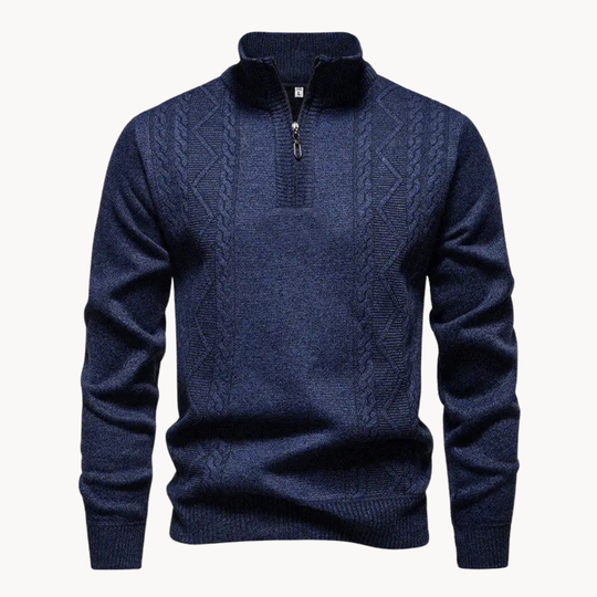 Zip Pullover Herren Strick Sweater Casual Warm Winter