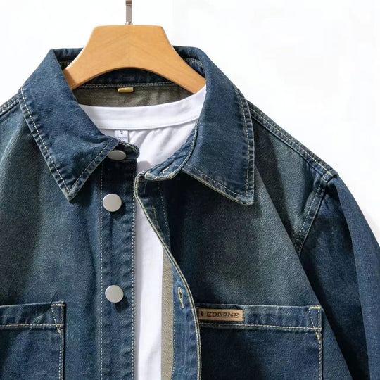 Denim Overshirt Herren Hemdjacke Washed Workwear Jacke