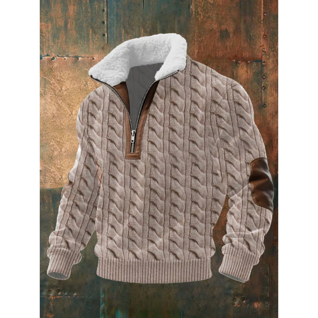 Fleece Stehkragen Pullover Herren Warm Strick Winter