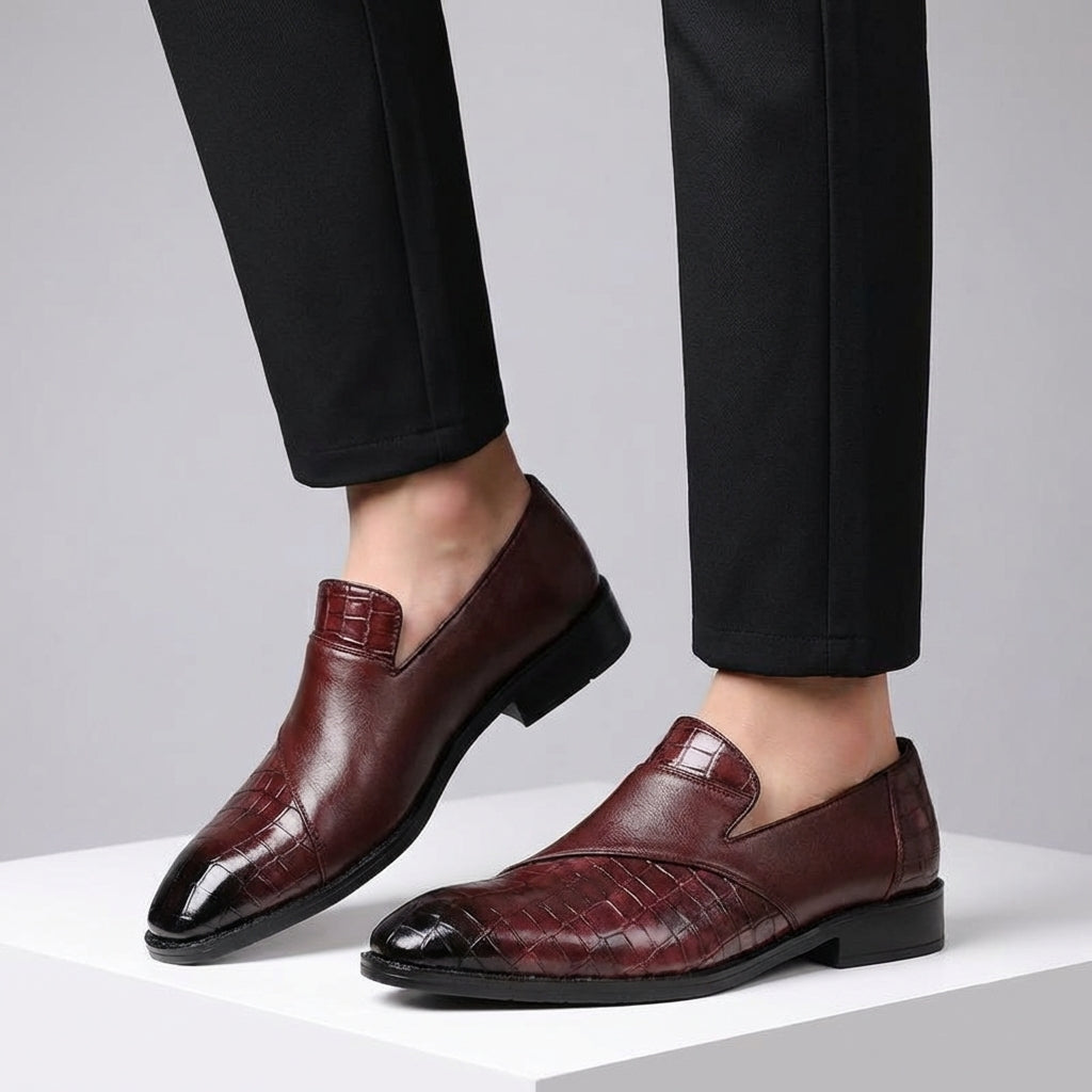 Kroko Prägung Loafer Herren Rindsleder Slip-On Elegant