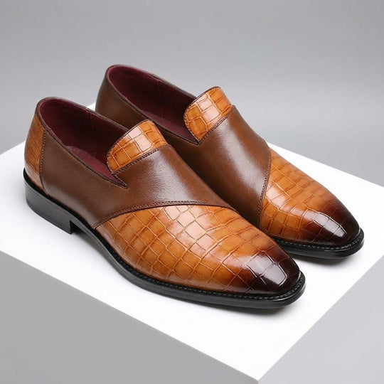 Kroko Prägung Loafer Herren Rindsleder Slip-On Elegant