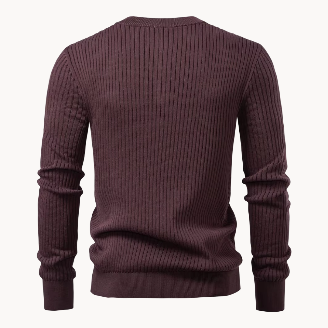 Geripptes Henley Shirt Herren Langarm Strick Casual