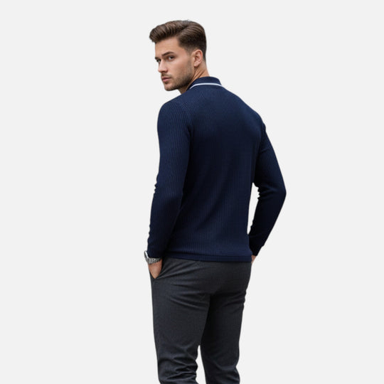 Herren Marine-Kontrast-Knopfhemd – Jennoir