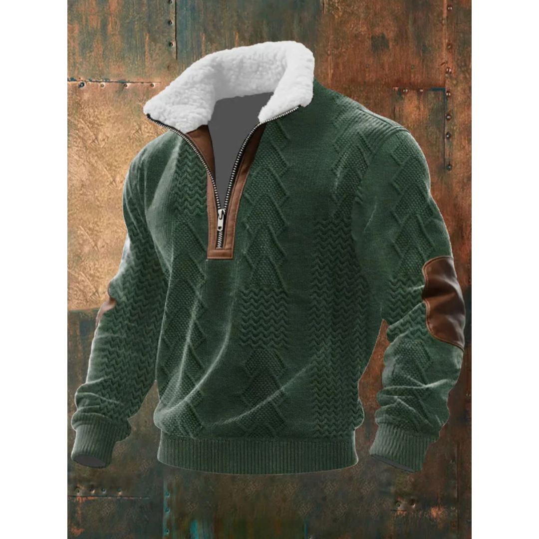 Fleece Stehkragen Pullover Herren Warm Strick Winter