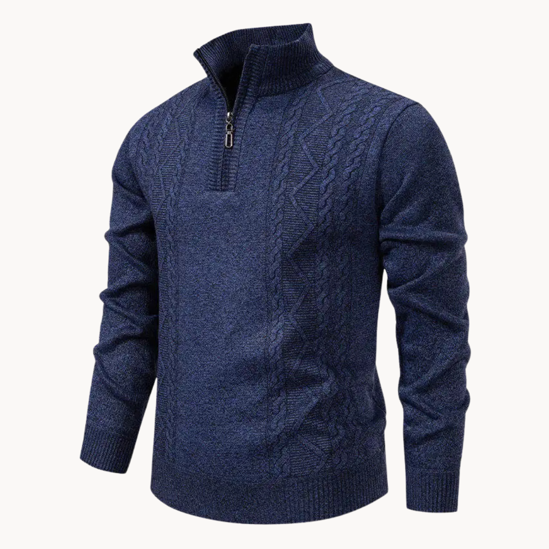 Zip Pullover Herren Strick Sweater Casual Warm Winter