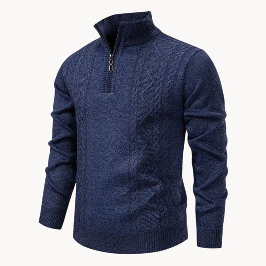 Zip Pullover Herren Strick Sweater Casual Warm Winter