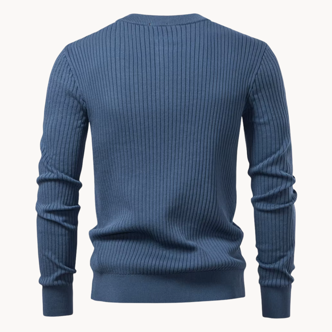 Geripptes Henley Shirt Herren Langarm Strick Casual