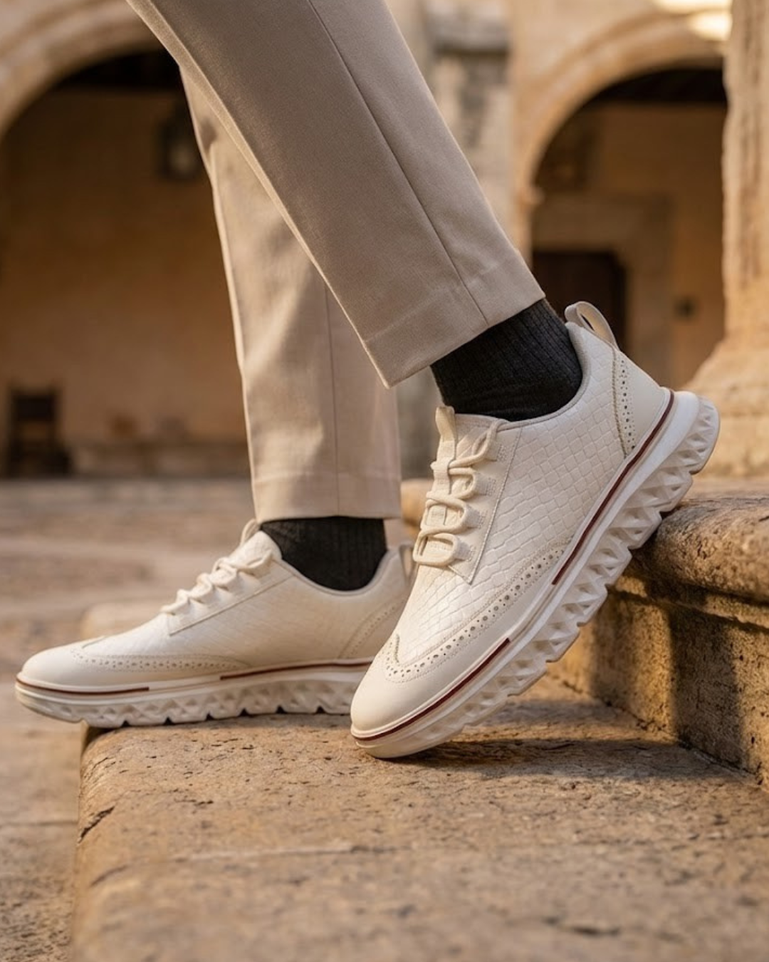 Geflochtene Leder Sneaker Herren Elegant Gepolstert