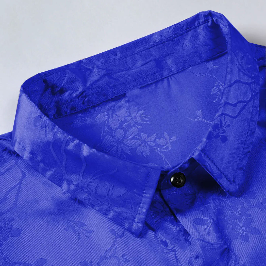 Florales Satin Hemd Herren Kurzarm Sommer Resort Casual