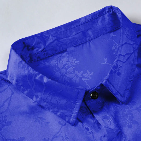 Florales Satin Hemd Herren Kurzarm Sommer Resort Casual