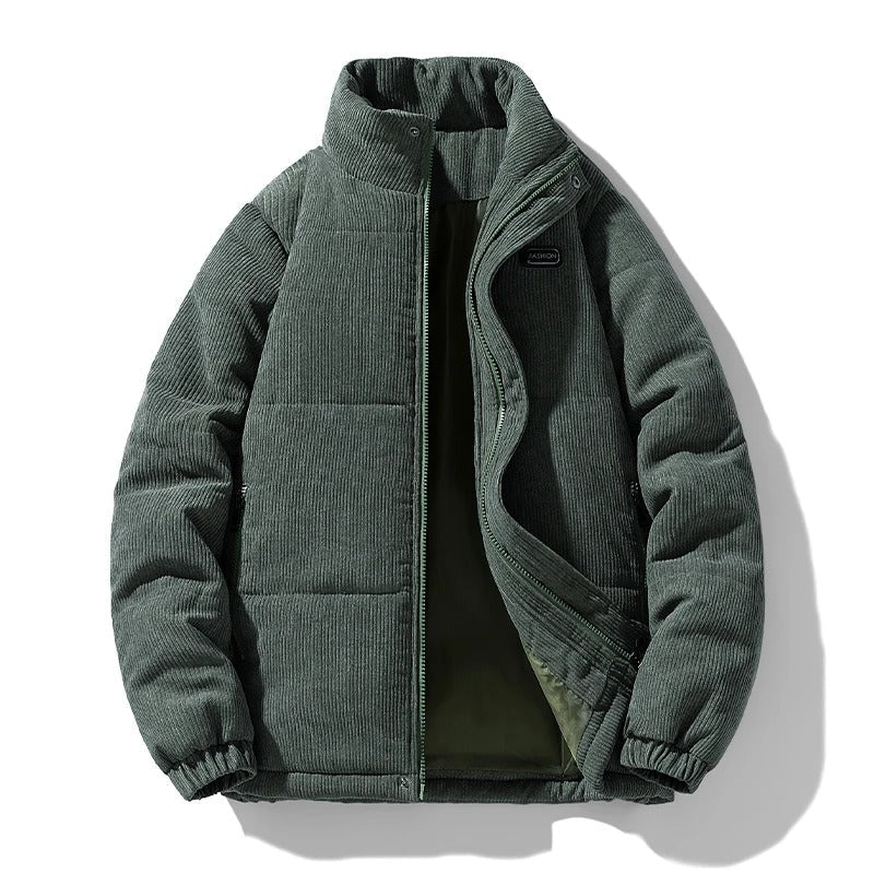 Cord Steppjacke Herren Hoher Kragen Zip Taschen Warm