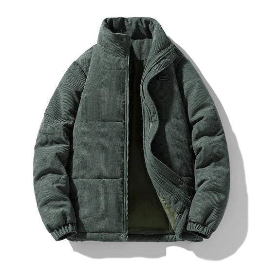 Cord Steppjacke Herren Hoher Kragen Zip Taschen Warm