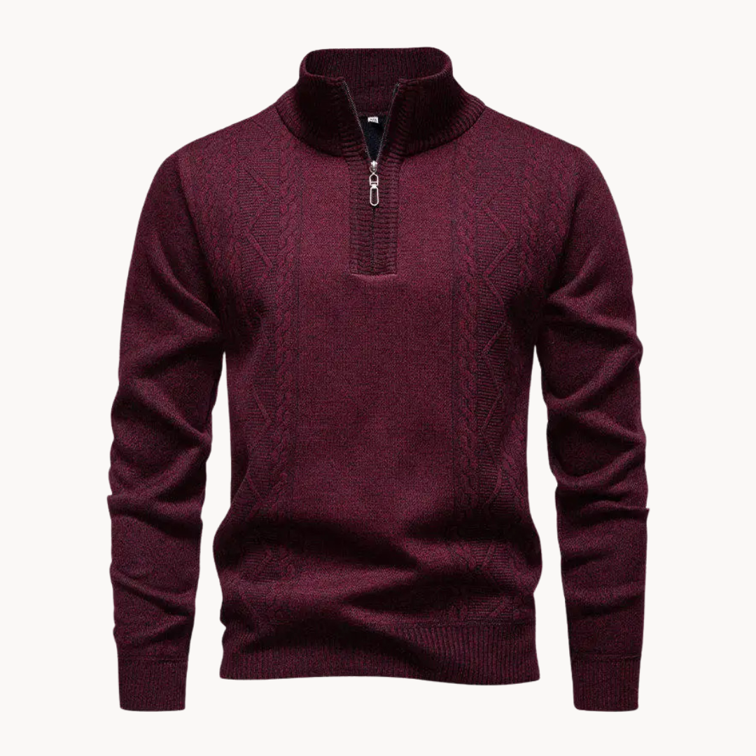 Zip Pullover Herren Strick Sweater Casual Warm Winter