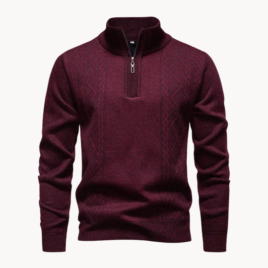 Zip Pullover Herren Strick Sweater Casual Warm Winter