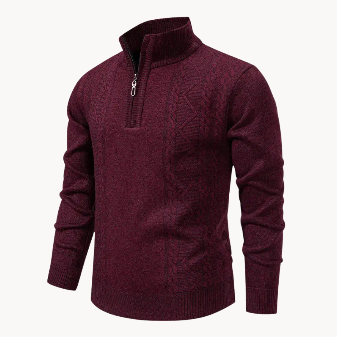 Zip Pullover Herren Strick Sweater Casual Warm Winter