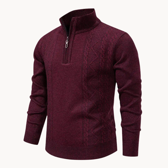 Zip Pullover Herren Strick Sweater Casual Warm Winter