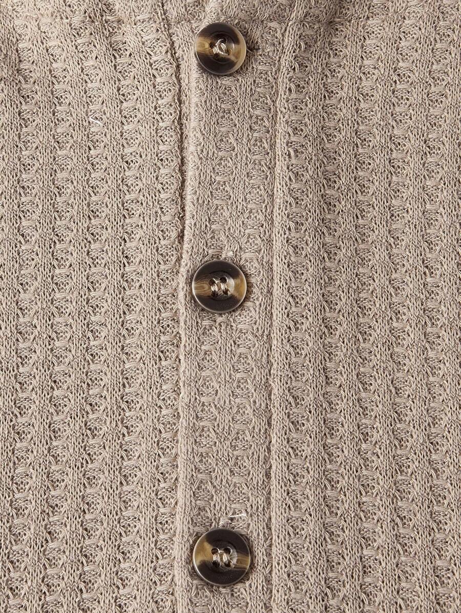 Waffelstrick Kapuzenshirt Herren Langarm Kordelzug