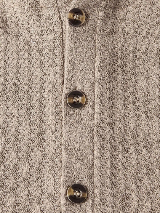 Waffelstrick Kapuzenshirt Herren Langarm Kordelzug