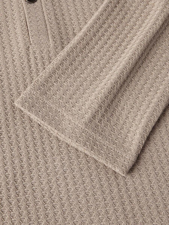 Waffelstrick Kapuzenshirt Herren Langarm Kordelzug