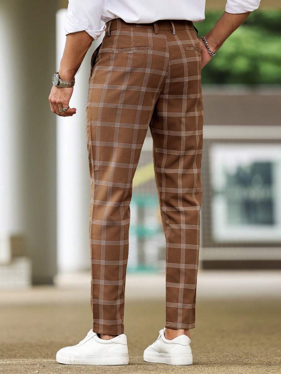 Karierte Anzughose Herren Schmal Business Zeremonie