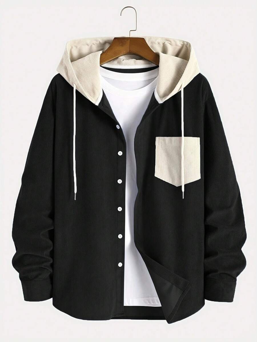 Leichter Cord Hoodie Herren Kapuze College Stil