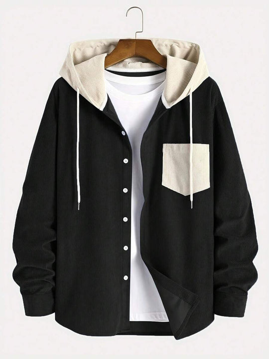 Leichter Cord Hoodie Herren Kapuze College Stil