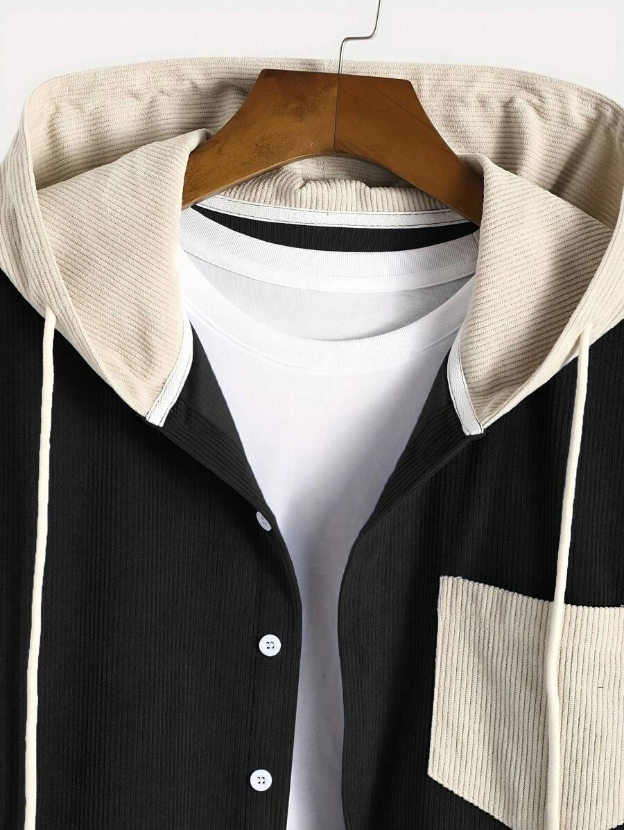 Leichter Cord Hoodie Herren Kapuze College Stil