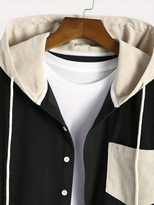 Leichter Cord Hoodie Herren Kapuze College Stil