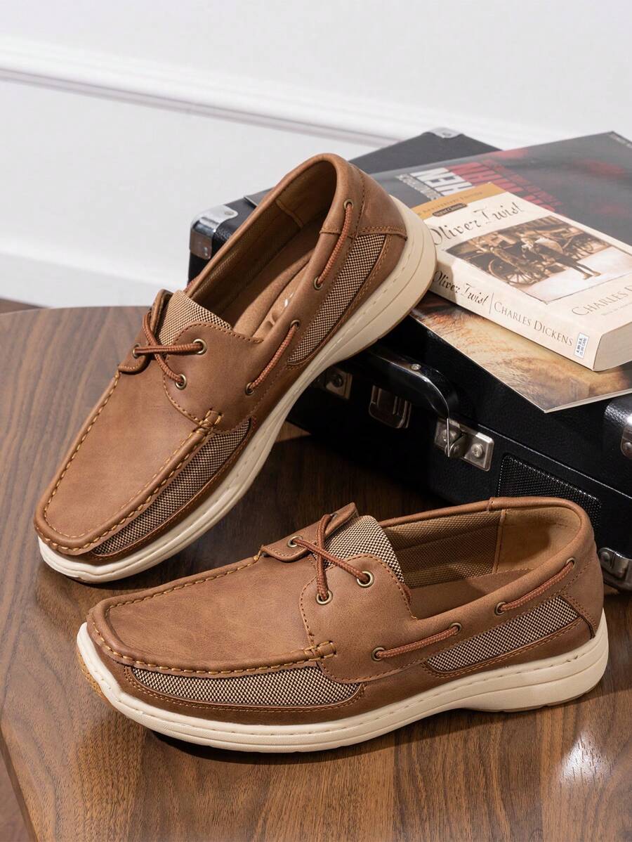 Bootsschuhe Herren Slip-On Loafer Kunstleder Casual