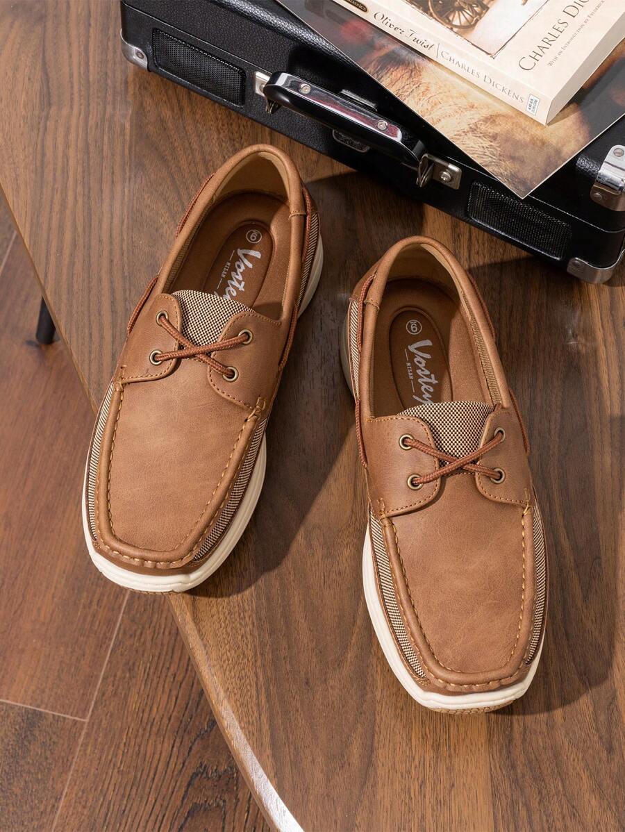 Bootsschuhe Herren Slip-On Loafer Kunstleder Casual