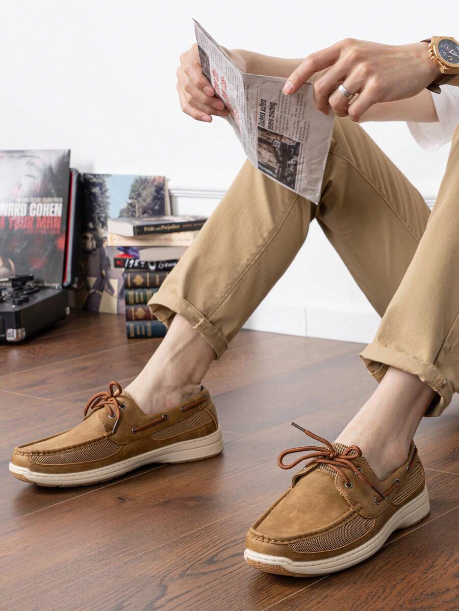 Bootsschuhe Herren Slip-On Loafer Kunstleder Casual