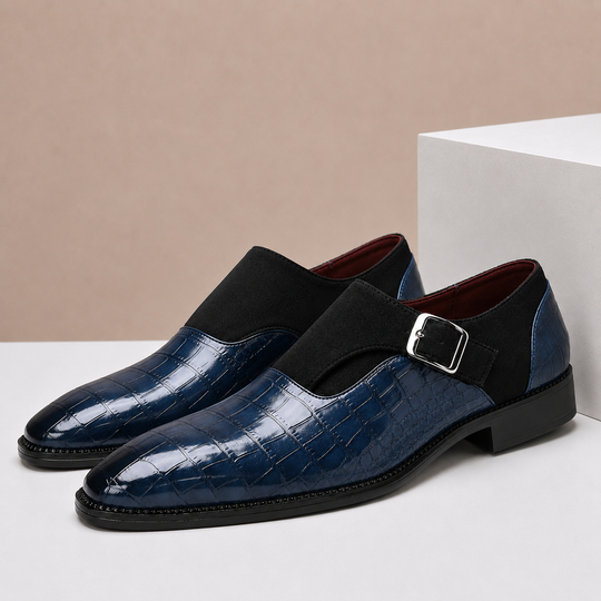 Monkstrap Schuhe Herren Leder Kroko-Prägung Business