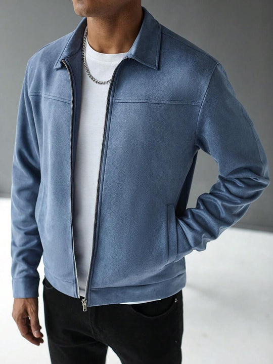 Schlichte Zip Jacke Herren Kragen Übergangsjacke